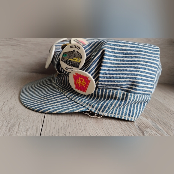 Vintage Old Railroad Conductor Hat Engineer 9 Collector Buttons Men's Medium - Picture 5 of 16
